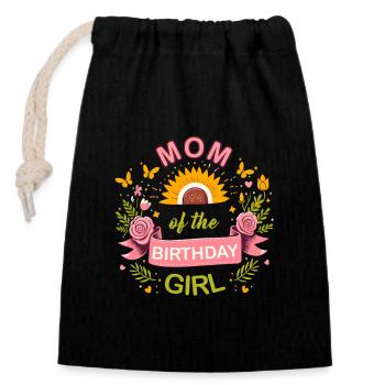 Birthday Girl Mother, Flowers, Bow - Closable cotton gift bag (14x20cm) - black - Front