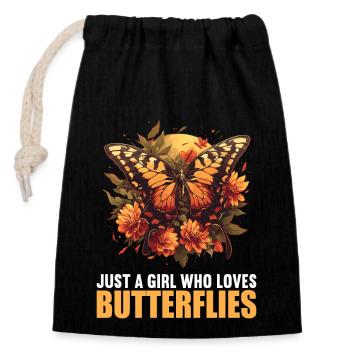 Butterfly Butterflies Butterfly - Closable cotton gift bag (14x20cm) - black - Front