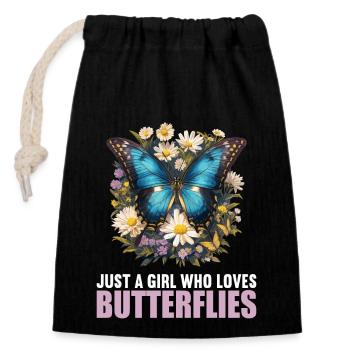 Butterfly Butterflies Butterfly - Closable cotton gift bag (14x20cm) - black - Front