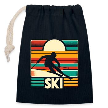 Retro Skifahren Skifahrer Ski Winter Sport Ski - Verschließbarer Geschenkbeutel aus Baumwolle (14x20cm) - Navy - Vorne