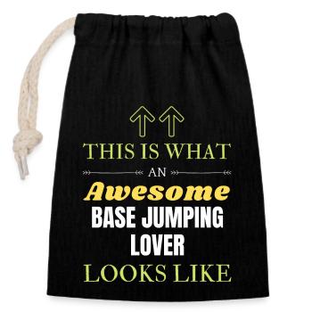 Voici à quoi ressemble un amateur de BASE jump génial l - Sac cadeau en coton avec cordon (14 x 20 cm) - noir - Devant