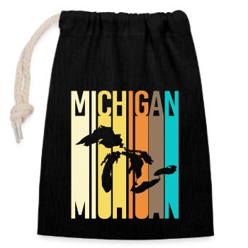 Grands Lacs - Sac cadeau en coton avec cordon (14 x 20 cm) - noir - Devant