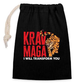 Krav Maga Tiger Sport combatif - Sac cadeau en coton avec cordon (14 x 20 cm) - noir - Devant