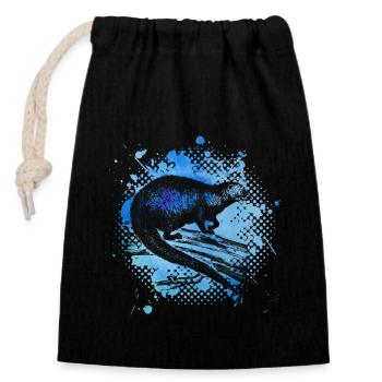 Funny Mongoose - Closable cotton gift bag (14x20cm) - black - Front