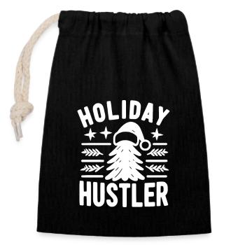 Holiday Hustler - Verschließbarer Geschenkbeutel aus Baumwolle (14x20cm) - Schwarz - Vorne