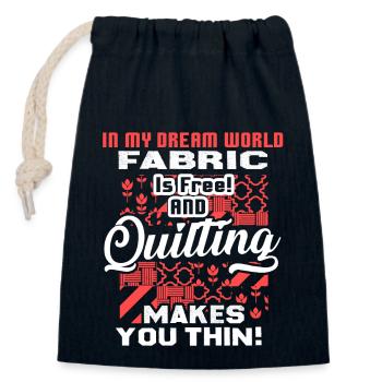 Quilting Makes You Thin - Closable cotton gift bag (14x20cm) - navy - Front