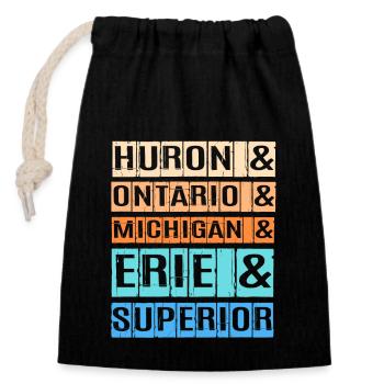 Grands Lacs - Sac cadeau en coton avec cordon (14 x 20 cm) - noir - Devant