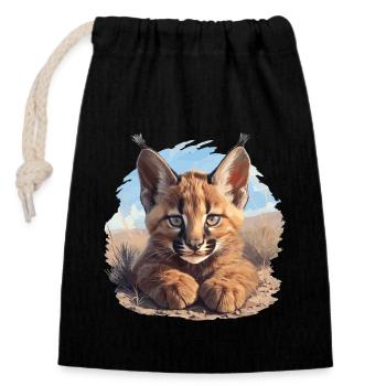 Caracal Karakale Karakal - Closable cotton gift bag (14x20cm) - black - Front