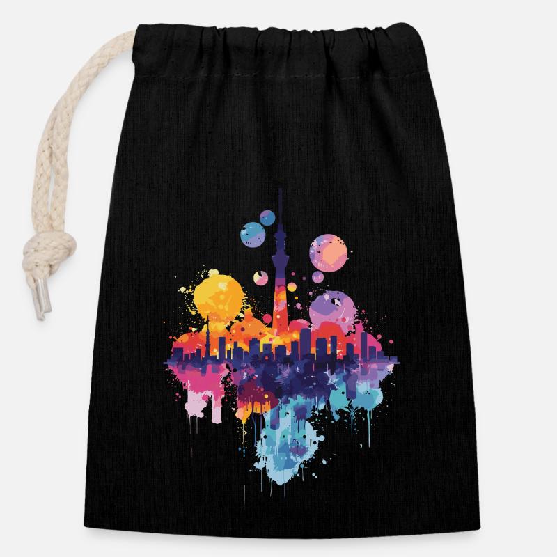Higashikurume - Closable cotton gift bag (14x20cm) - black