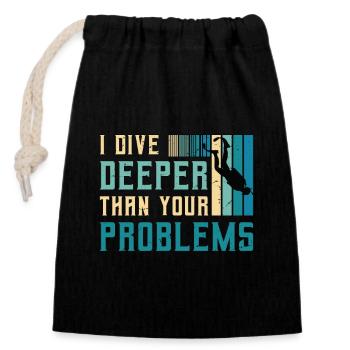 Scuba Diving I Dive Deeper Than Snorkeling Swimmer - Verschließbarer Geschenkbeutel aus Baumwolle (14x20cm) - Schwarz - Vorne