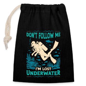 Scuba Diving Don't Follow Me I'm Lost Swimmer - Verschließbarer Geschenkbeutel aus Baumwolle (14x20cm) - Schwarz - Vorne