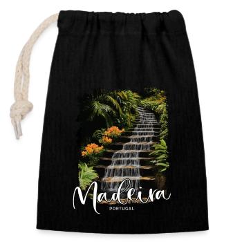 Île de Madère Portugal Vacances Visites Souvenirs - Sac cadeau en coton avec cordon (14 x 20 cm) - noir - Devant