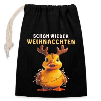 DUCK CHRISTMAS AGAIN - Closable cotton gift bag (14x20cm) - black - Front