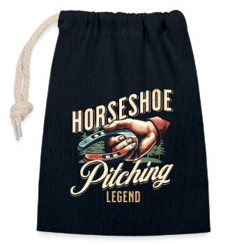 Horseshoe Throwing Horseshoe Pitching - Closable cotton gift bag (14x20cm) - navy - Front
