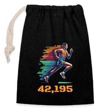 Marathonläufer läuft Marathon laufen mit 42,195 km - Verschließbarer Geschenkbeutel aus Baumwolle (14x20cm) - Schwarz - Vorne