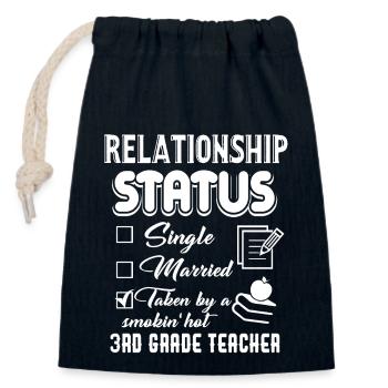3rd Grade Teacher Relationship Status - Closable cotton gift bag (14x20cm) - navy - Front