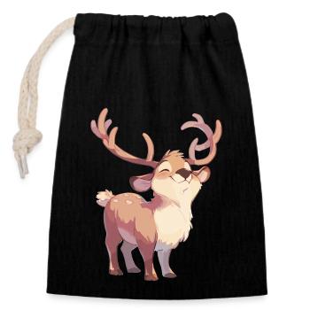 Caribou Karibus Karibu - Verschließbarer Geschenkbeutel aus Baumwolle (14x20cm) - Schwarz - Vorne
