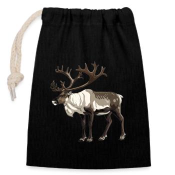 Caribou Karibus Karibu - Verschließbarer Geschenkbeutel aus Baumwolle (14x20cm) - Schwarz - Vorne