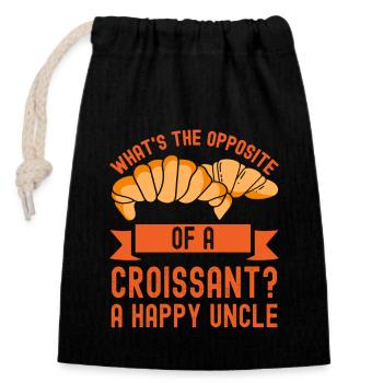 Croissant Happy Uncle Patissier Baking - Sac cadeau en coton avec cordon (14 x 20 cm) - noir - Devant