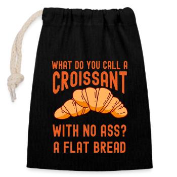 Croissant Pain plat Pâtisserie - Sac cadeau en coton avec cordon (14 x 20 cm) - noir - Devant