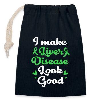 Liver disease - Closable cotton gift bag (14x20cm) - navy - Front