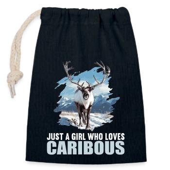 Caribou Karibus Karibu - Verschließbarer Geschenkbeutel aus Baumwolle (14x20cm) - Navy - Vorne