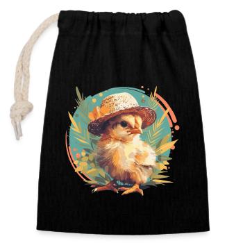 Rooster Roosters Rooster - Closable cotton gift bag (14x20cm) - black - Front