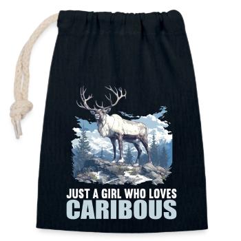 Caribou Karibus Karibu - Verschließbarer Geschenkbeutel aus Baumwolle (14x20cm) - Navy - Vorne