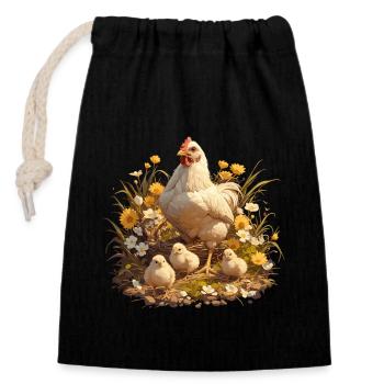 Rooster Roosters Rooster - Closable cotton gift bag (14x20cm) - black - Front