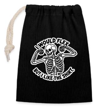 I Would Flex But I Like The Shirt Funny Bone Death - Closable cotton gift bag (14x20cm) - black - Front