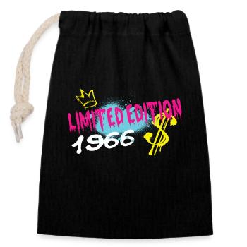 Limited Edition 1966 Geburtstag 1966 Geboren - Verschließbarer Geschenkbeutel aus Baumwolle (14x20cm) - Schwarz - Vorne