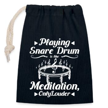 Playing snare drum is like meditation only louder - Closable cotton gift bag (14x20cm) - navy - Front