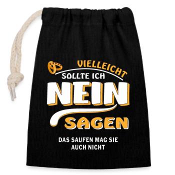 NEIN SAGEN BRÄUTIGAM SAUFEN - Verschließbarer Geschenkbeutel aus Baumwolle (14x20cm) - Schwarz - Vorne