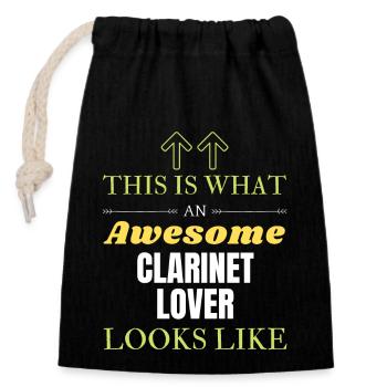 This is what an awesome Clarinet lover looks like - Closable cotton gift bag (14x20cm) - black - Front