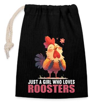 Rooster Roosters Rooster - Closable cotton gift bag (14x20cm) - black - Front