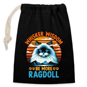 Whisker Wisdom Be More Ragdoll Ragdolls Amoureux des chats - Sac cadeau en coton avec cordon (14 x 20 cm) - noir - Devant