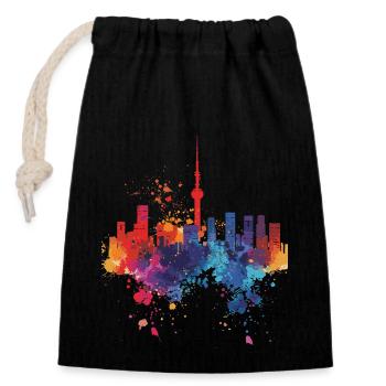 Tokyo: - Closable cotton gift bag (14x20cm) - black - Front