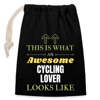 This is what an awesome Cycling lover looks like - Closable cotton gift bag (14x20cm) - black - Front