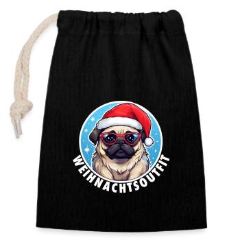 Christmas Outfit Christmas - Closable cotton gift bag (14x20cm) - black - Front