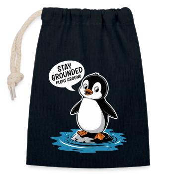 Bleib Geerdet Schwebe Herum Pinguin Illustration - Verschließbarer Geschenkbeutel aus Baumwolle (14x20cm) - Navy - Vorne