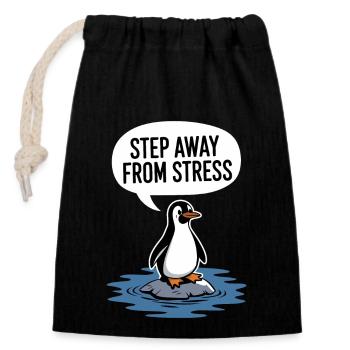Penguin: Just switch off - Closable cotton gift bag (14x20cm) - black - Front