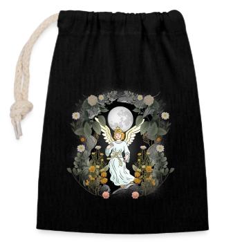 mystical, spiritual, angel, nature, nature lover - Closable cotton gift bag (14x20cm) - black - Front