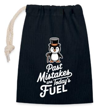 Les erreurs du passé sont le carburant d’aujourd’hui - Sac cadeau en coton avec cordon (14 x 20 cm) - bleu marine - Devant