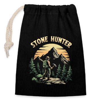 Enthusiast for collecting geology and - Closable cotton gift bag (14x20cm) - black - Front