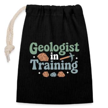 Enthusiast for collecting geology and - Closable cotton gift bag (14x20cm) - black - Front