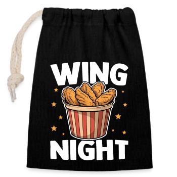 Lustig Wing Night Chicken Wings Knusprige Flügel - Verschließbarer Geschenkbeutel aus Baumwolle (14x20cm) - Schwarz - Vorne