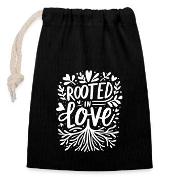 Rooted in Love - Closable cotton gift bag (14x20cm) - black - Front