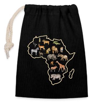 Animals Living in Africa - Closable cotton gift bag (14x20cm) - black - Front