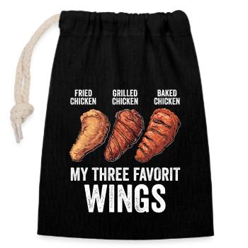 Chicken Wings Lustig Frittiert Gegrillt Gebacken - Verschließbarer Geschenkbeutel aus Baumwolle (14x20cm) - Schwarz - Vorne