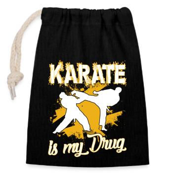 Karate Is My Drug - Closable cotton gift bag (14x20cm) - black - Front